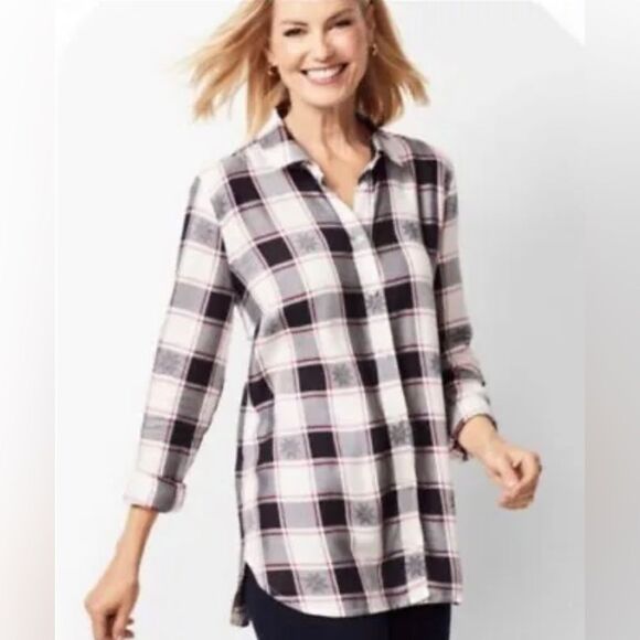 Talbots Classic Button Down Cotton Long Sleeve Shirt Womens Size M - Picture 1 of 5
